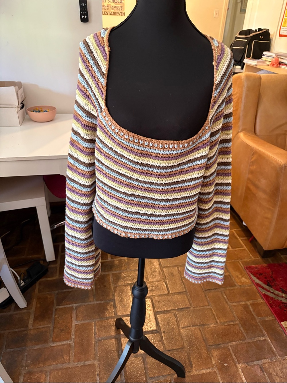 Altar’d State Striped Knit Square-Neck Sweater - Multicolor